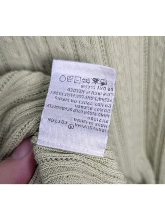 Foxcroft Women Sage Green Supima Cotton 2 Piece Cardigan Shell Set Size L Ribbed - Picture 14 of 16